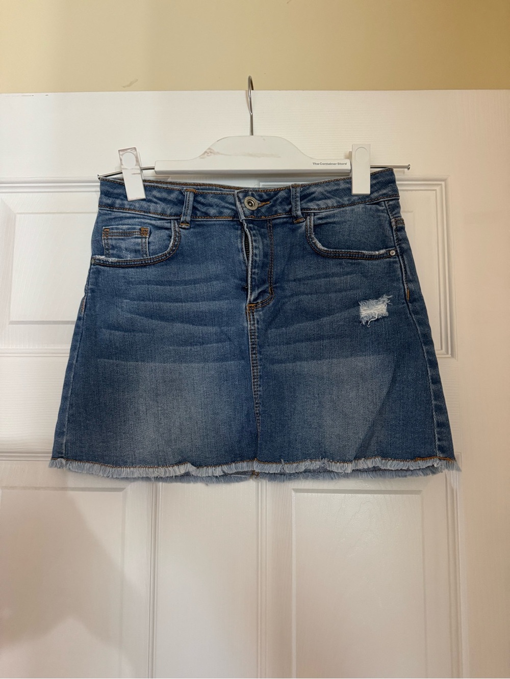 Zara Kids Denim Collection Distressed Raw Hem Mini Skirt Girls 10/11